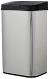 Amazon Basics Poubelle automatique en acier inoxydable, Rectangulaire, 60 litres, Argenté/Noir