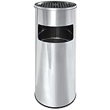 TecTake Cendrier sur pied extérieur avec poubelle + seau intérieur 30l - diverses couleurs au choix (chrome | no. 402281)