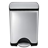 simplehuman, poubelle rectangulaire à pédale, acier inoxydable brossé, 30 litres