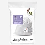 simplehuman, code R, sacs poubelle sur mesure, paquet de 20, plastique blanc