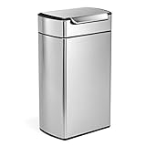 simplehuman CW2014 poubelle rectangulaire à touch-bar, poubelle de cuisine, acier inoxydable brossé, 40 litres