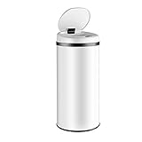 Monzana® Poubelle automatique acier inoxydable 30L capteur mouvement imperméable sans contact affichage LED câble USB poubelle de cuisine blanc