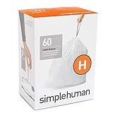 simplehuman, code H, sacs poubelle sur mesure, 3 x paquet de 20 (60 sacs), plastique blanc