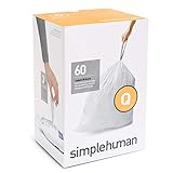 simplehuman, code Q, sacs poubelle sur mesure, 3 x paquet de 20 (60 sacs), plastique blanc